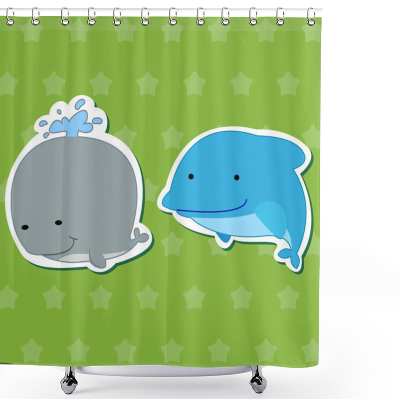 Personality  Cute Animal Stickers 03 Shower Curtains