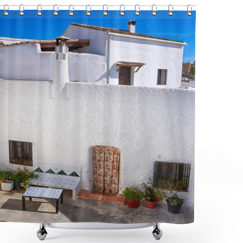 Personality  Paterna Underground Cave Houses Facade In Valencia Spain Shower Curtains