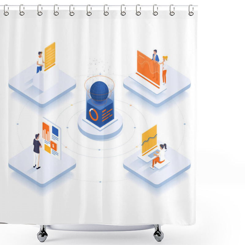 Personality  Modern Flat Design Isometric Illustration Of Online Business Growth. Business Concept. Can Be Used For Website And Mobile Website Or Landing Page. Easy To Edit And Customize. Vector Illustration Shower Curtains