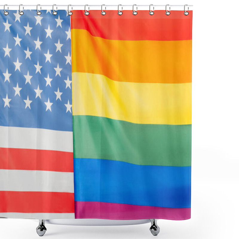 Personality  Close Up Of American And Lgbt Flags, Equality Rights Concept Shower Curtains