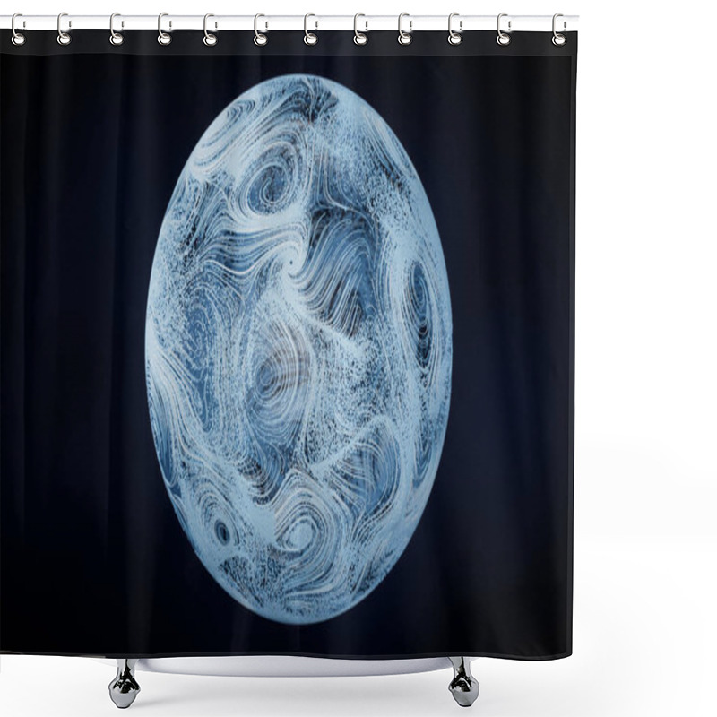 Personality  Wave Pattern With Flowing Curl Lines, 3d Rendering. Computer Digital Drawing. Shower Curtains