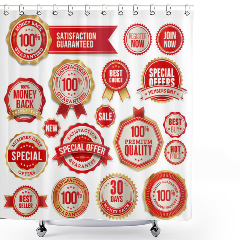 Personality  Set Of Business Badges And Stickers Shower Curtains