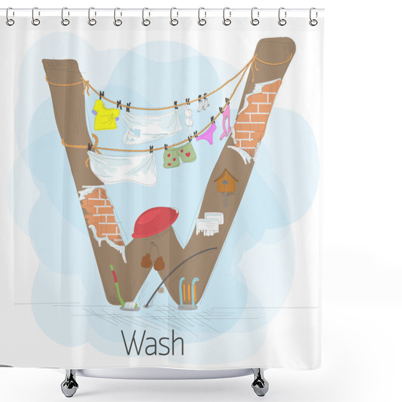 Personality  Alphabetical Letter W Shower Curtains