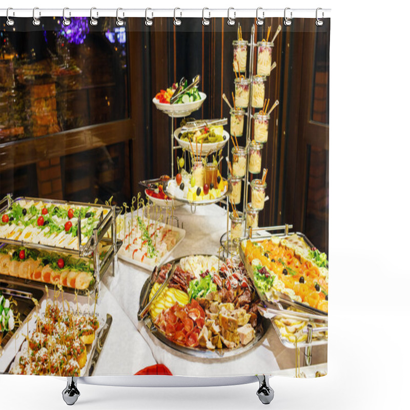 Personality  Appetizer On Banquet Tables Shower Curtains