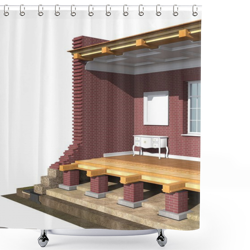 Personality  Cross Section Of Brick House Shower Curtains