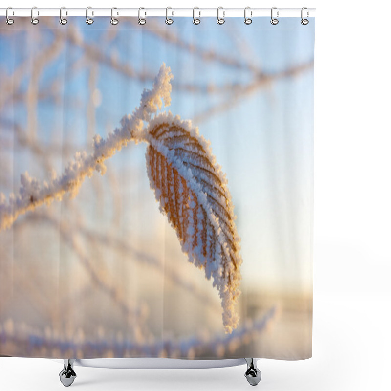 Personality  Leaf With Frost Shower Curtains