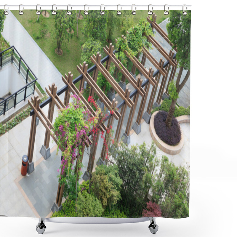 Personality  Wooden Open Pavilion Shower Curtains