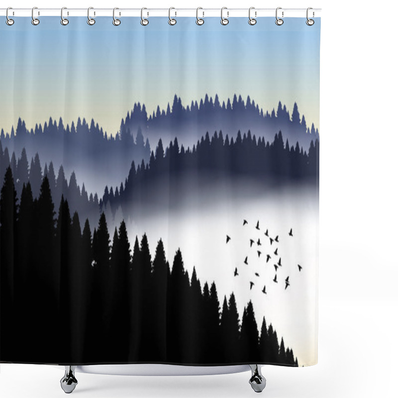 Personality  Flat Landscape View Shower Curtains