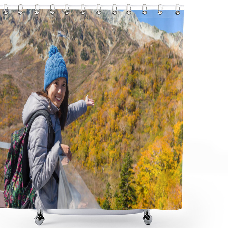 Personality  Woman Go To Tateyama Mountain In Autumn Shower Curtains