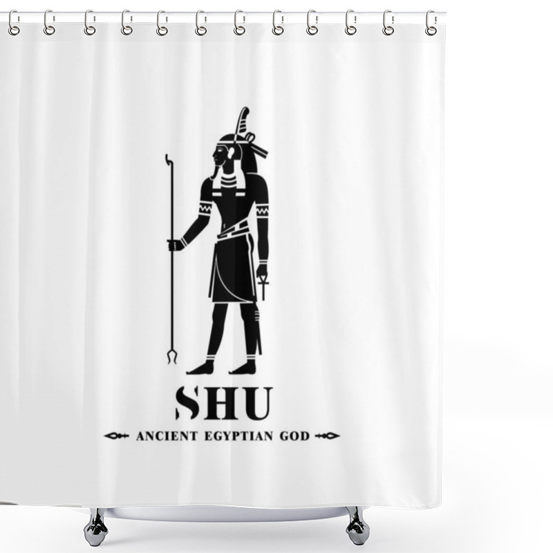 Personality  Silhouette Of Ancient Egypt Wind God Shu, Middle East Ruler With Crown And Death Symbol Shower Curtains