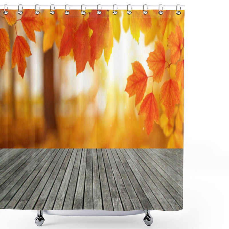 Personality  Wood Texture And Autumn Leaves  Shower Curtains