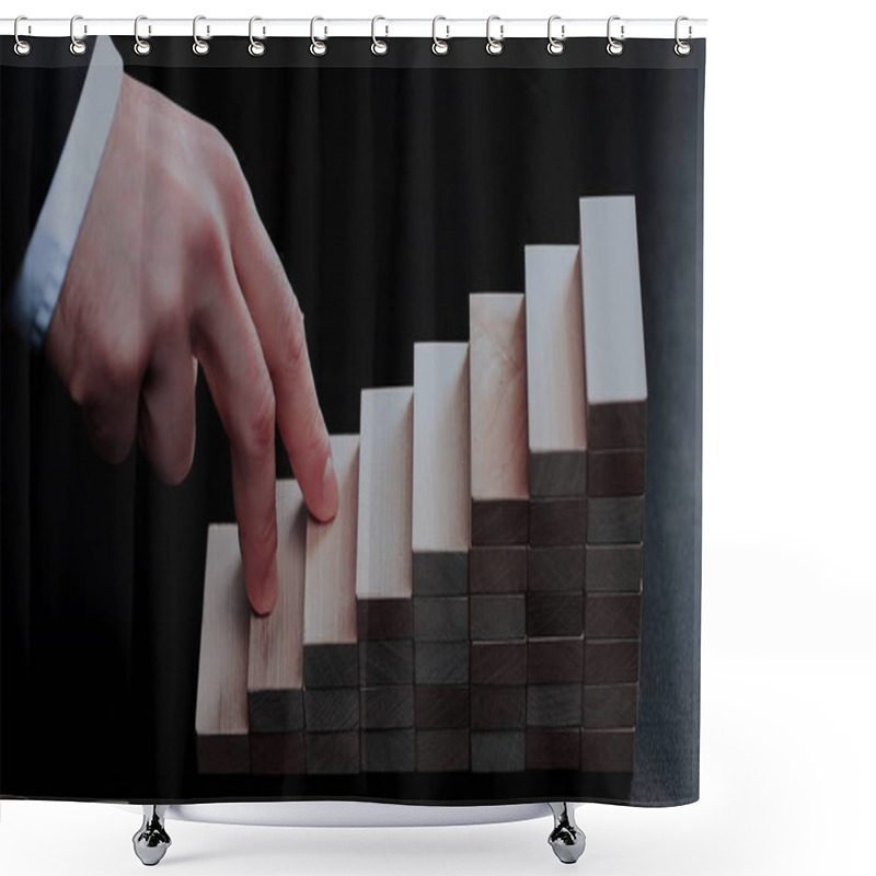 Personality  Hand Climbing Stairs Made By Wooden Blocks Shower Curtains