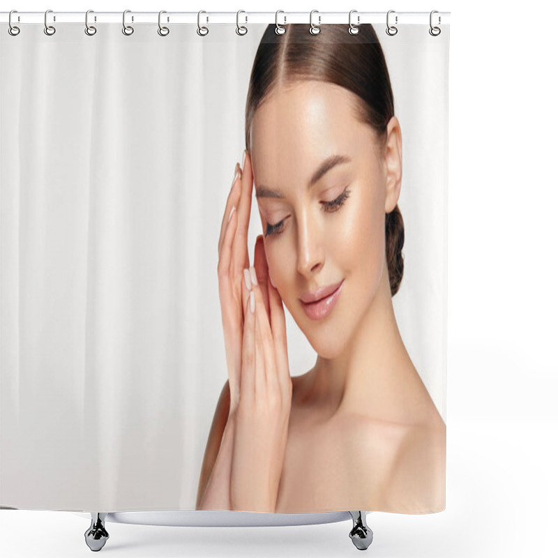 Personality  Beautiful Young Woman With Clean Fresh Skin On Face . Girl Facial Treatment . Cosmetology , Beauty And Spa Shower Curtains