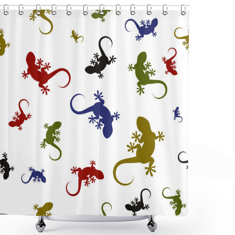 Personality  Vector Seamless Pattern With Lizards Shower Curtains