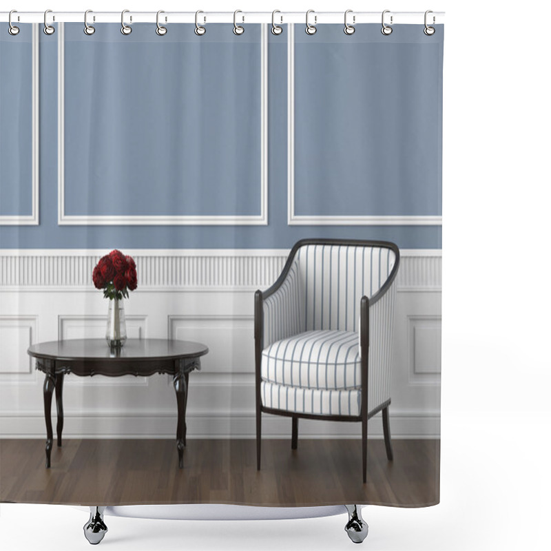 Personality  Classis Room Blue And Roses Shower Curtains