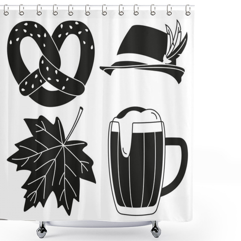 Personality  Black White Oktoberfest 4 Elements Silhouette Set Shower Curtains