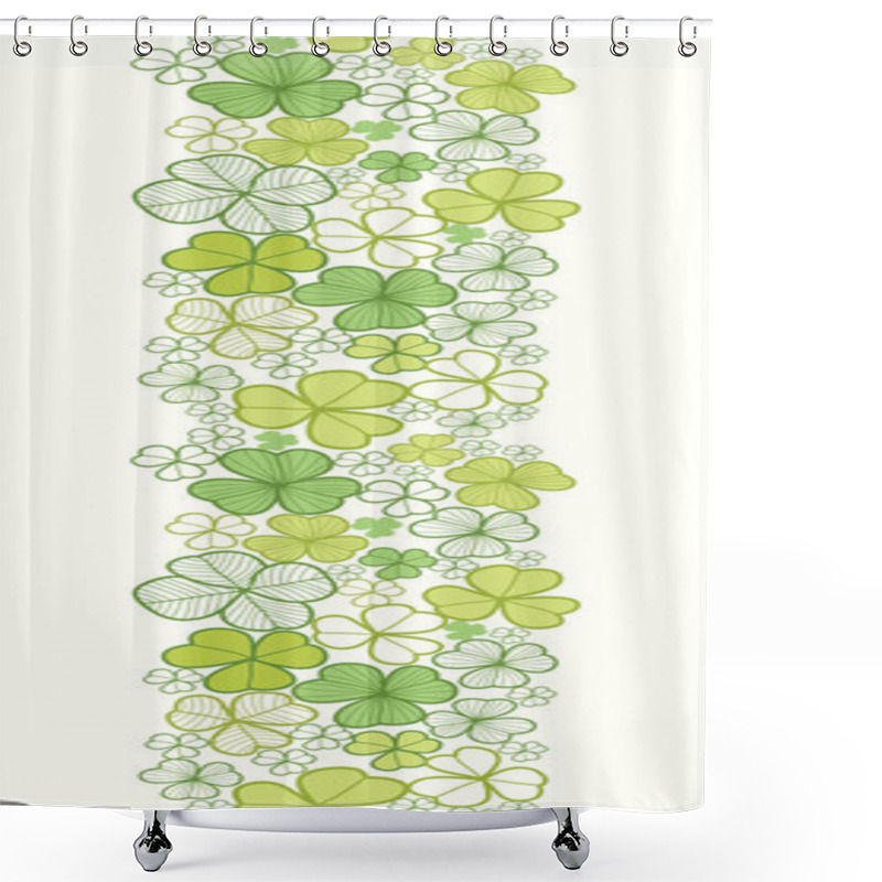 Personality  Clover Line Art Vertical Seamless Pattern Background Border Shower Curtains