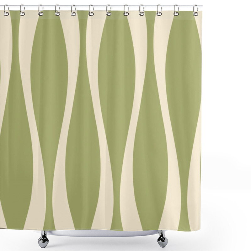 Personality  Symmetrical Vertical Lines Endless Vector. Simple Corrugated Shapes Seamless Pattern. Shower Curtains