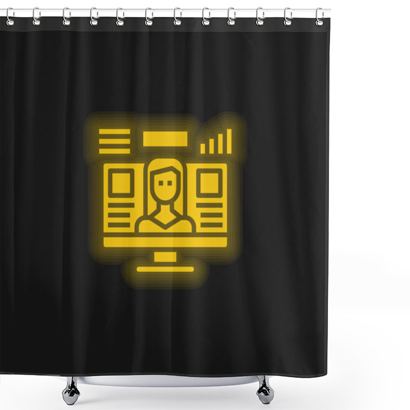 Personality  Analytics Yellow Glowing Neon Icon Shower Curtains