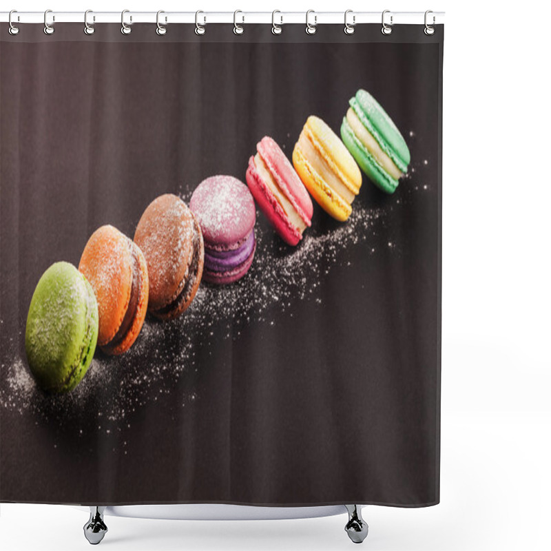 Personality  Row Of Macaroons On Black Shower Curtains