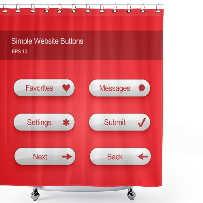 Personality  Set Of Buttons For Website Or App. Shower Curtains