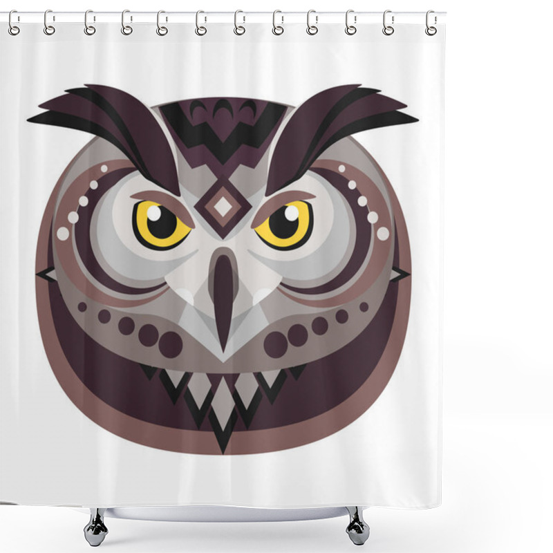 Personality  Owl Head Logo. Vector Decorative Emblem. Shower Curtains