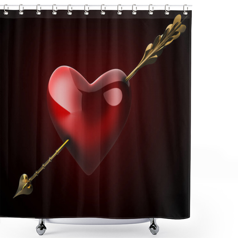 Personality  Heart Pierced By An Arrow. 3D Image. Shower Curtains