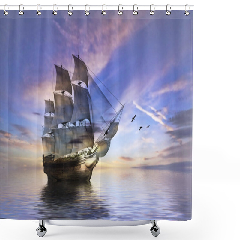 Personality  Ship On Sea Shower Curtains