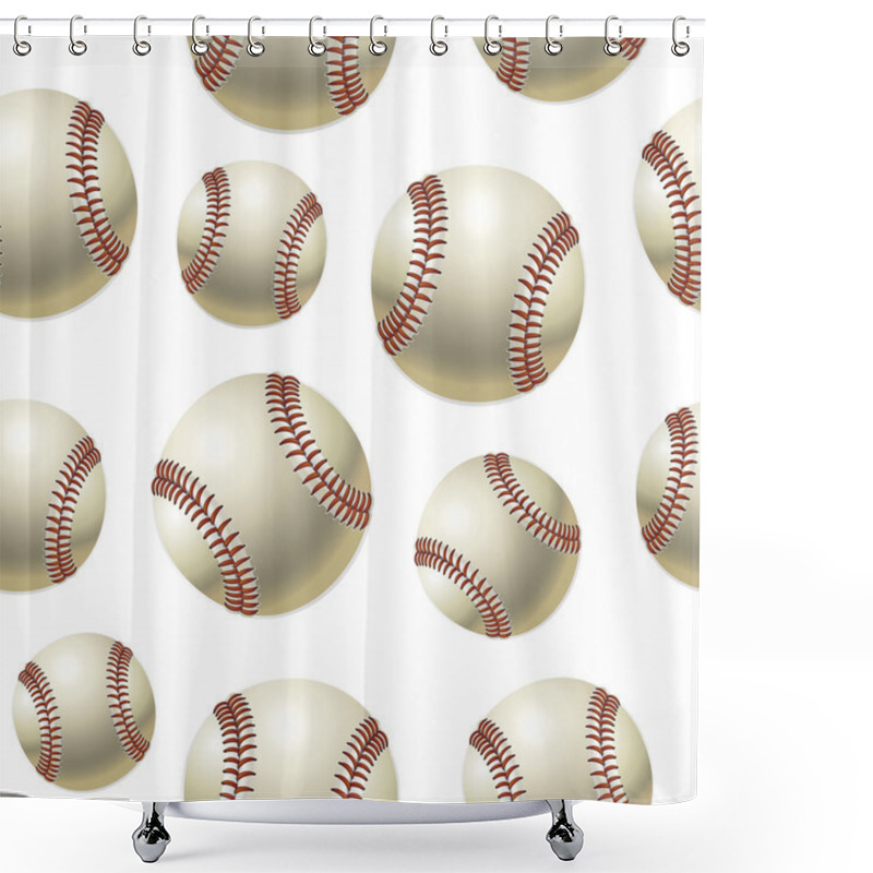 Personality  Baseballs Seamless Pattern. Vector Illustration Shower Curtains