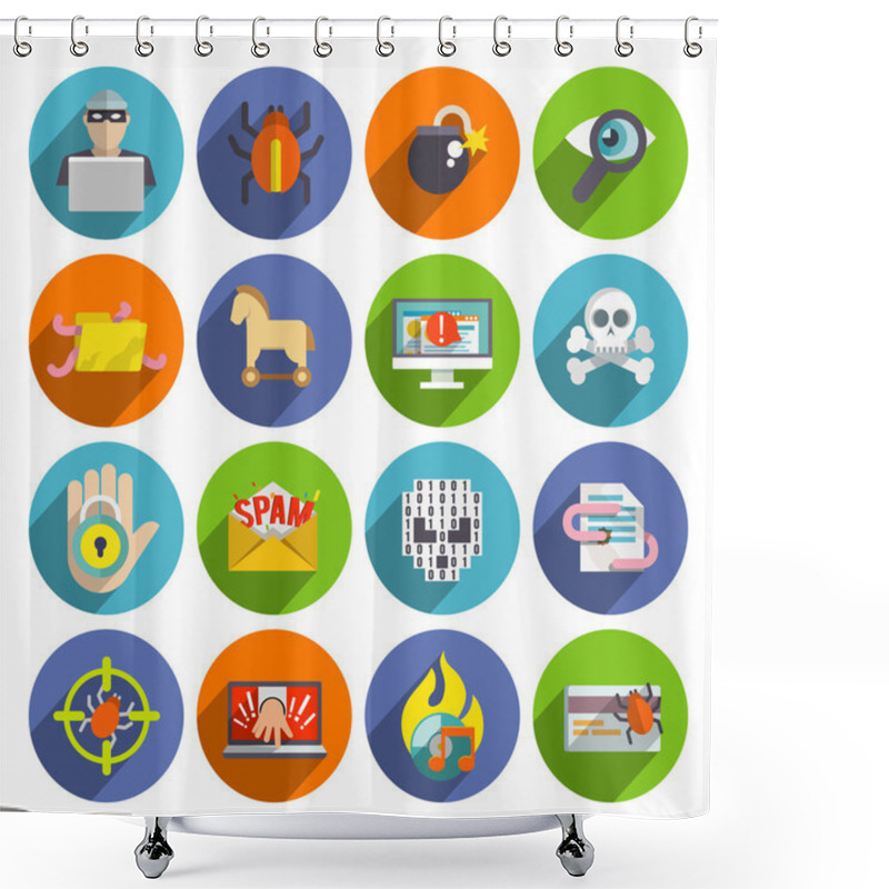 Personality  Hacker Icons Flat Set Shower Curtains