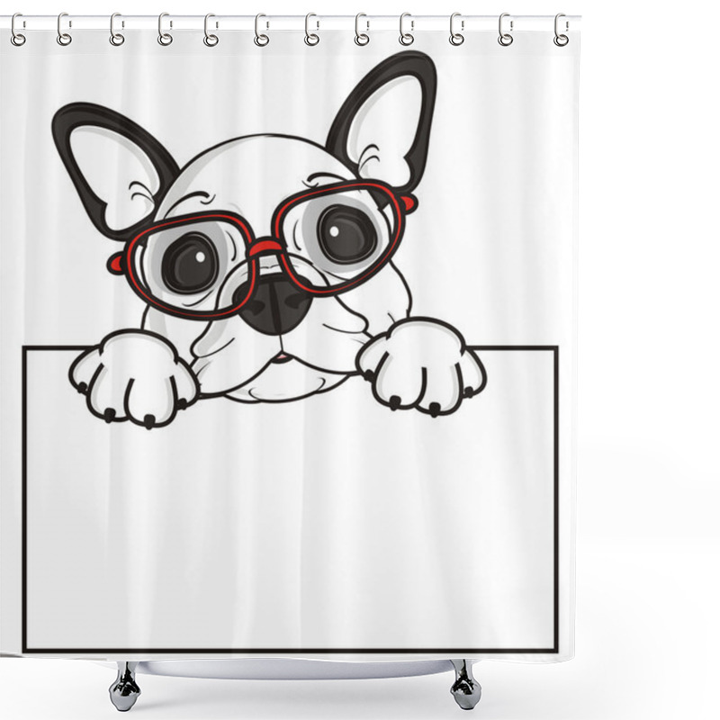 Personality  Dog In Glasses Shower Curtains