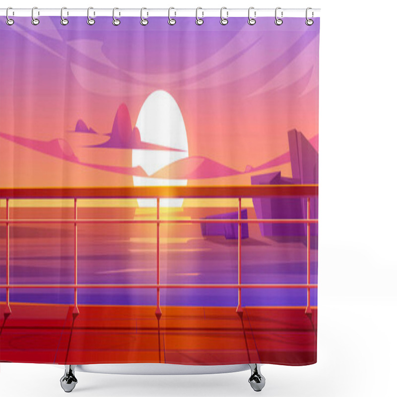 Personality  Cruise Liner Deck Or Quay On Dusk Seascape View Shower Curtains