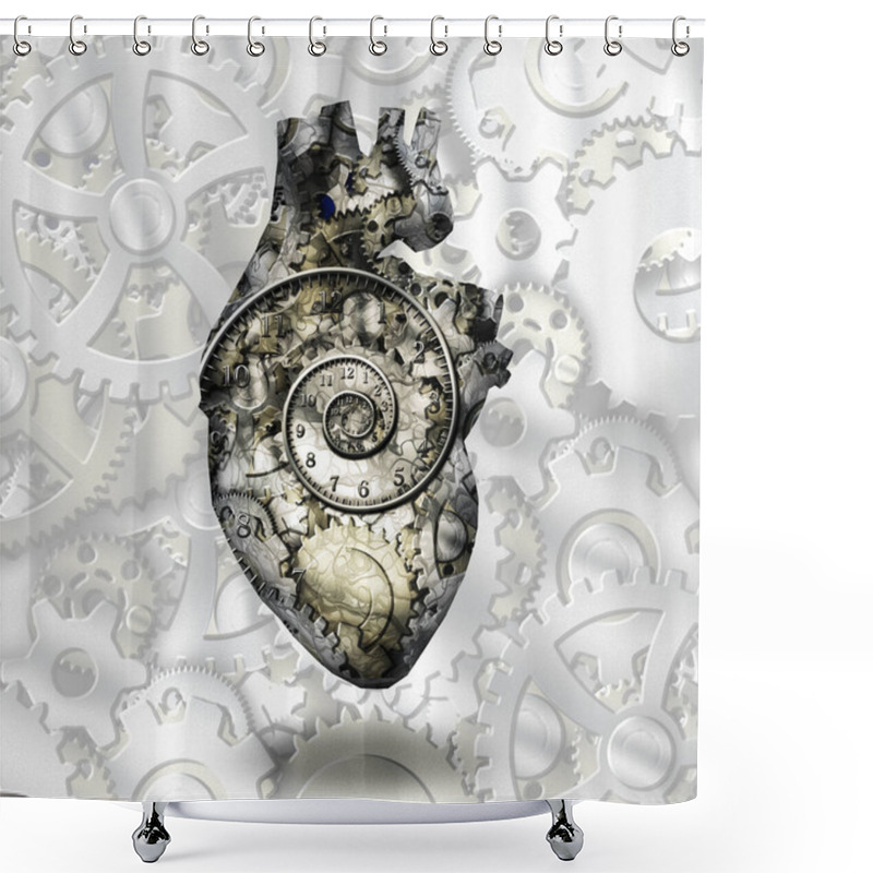 Personality  Human Heart Gears And Time Spirial Shower Curtains