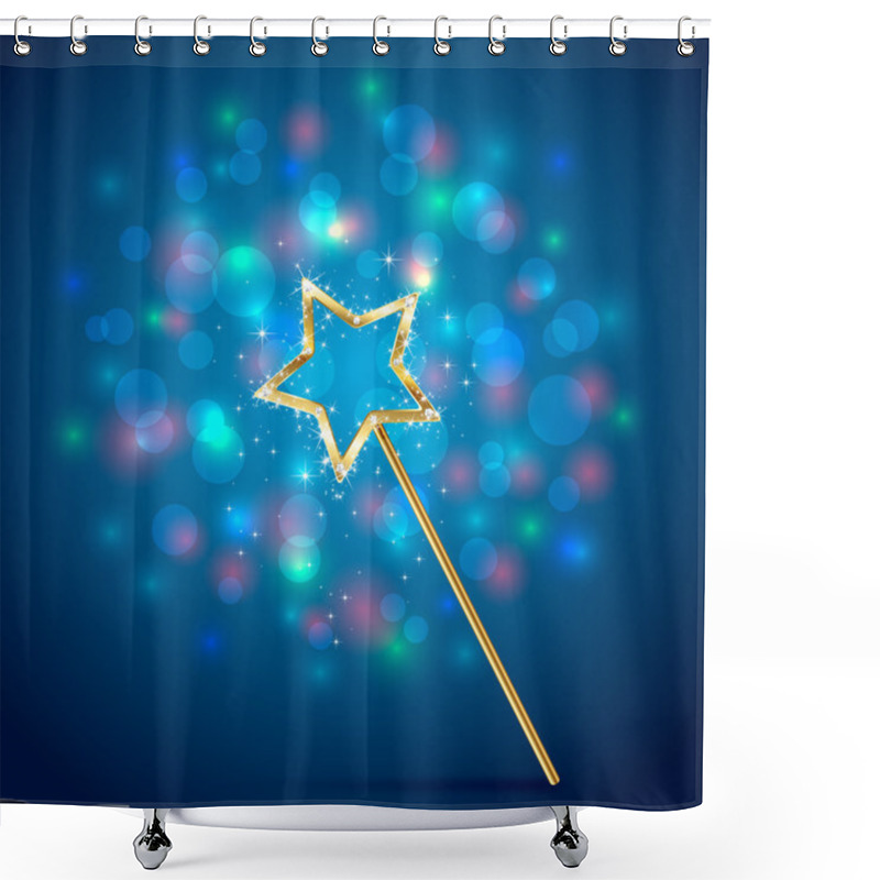 Personality  Magic Wand On Blue Background Shower Curtains