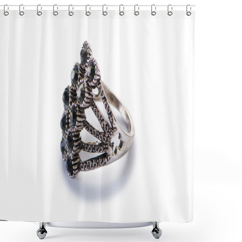 Personality  Jewellery Ring Isolated On The White Shower Curtains