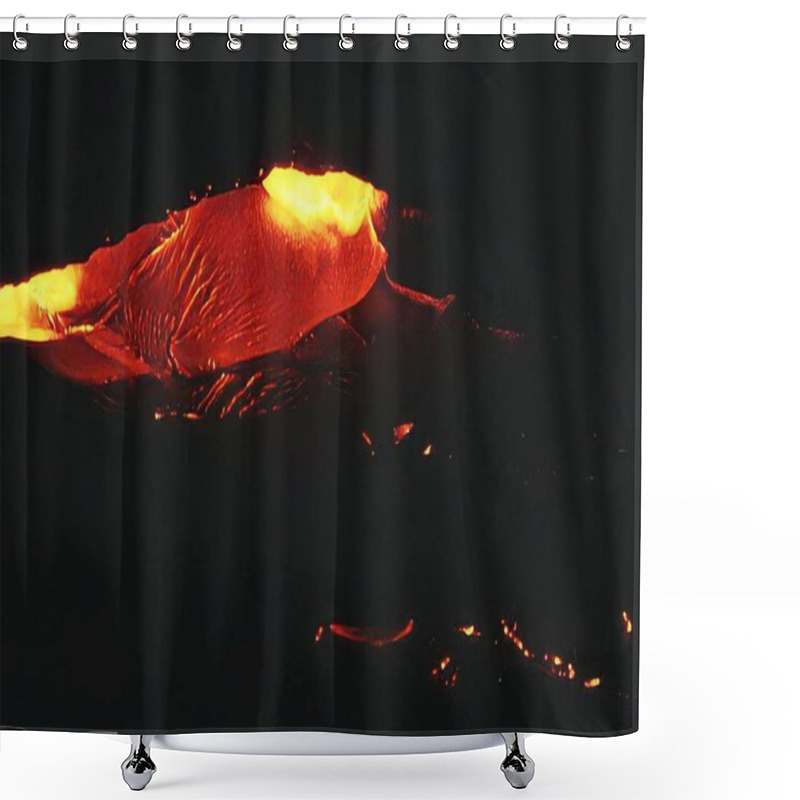 Personality  Molten Lava Flow With Intense Fire In Natural Background Shower Curtains