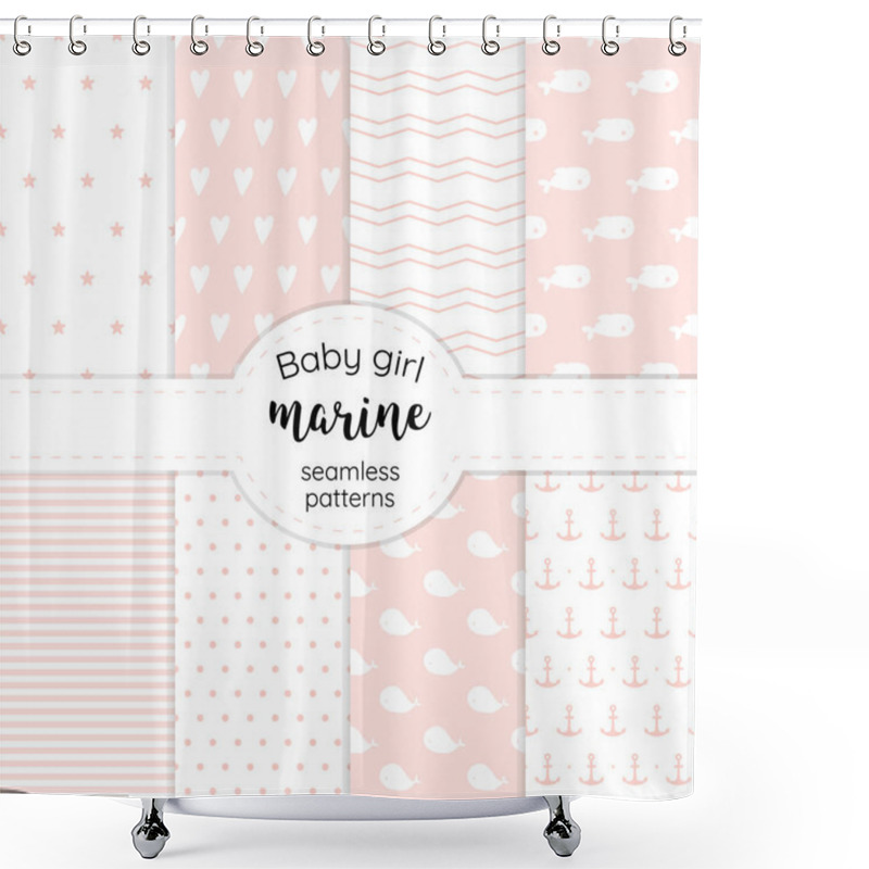 Personality  Collection Of Gentle Marine Patterns For Baby Girl Shower Curtains