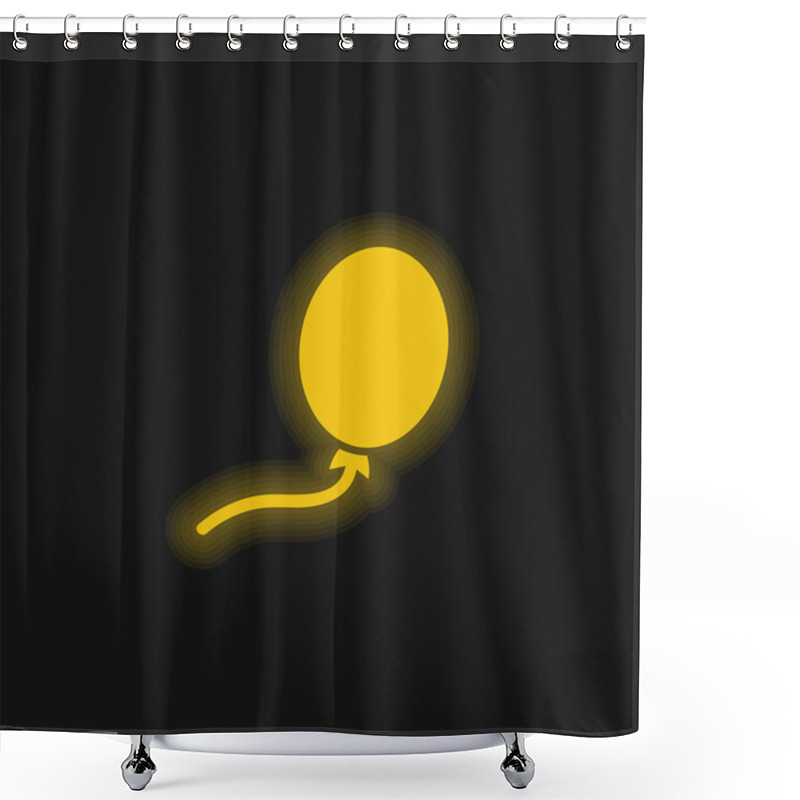 Personality  Balloon Black Oval Shape Yellow Glowing Neon Icon Shower Curtains