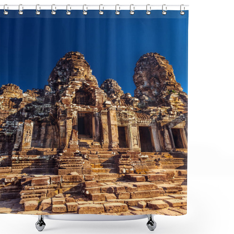 Personality  Statue Bayon Temple Angkor Thom, Cambodia. Ancient Khmer Architecture Shower Curtains