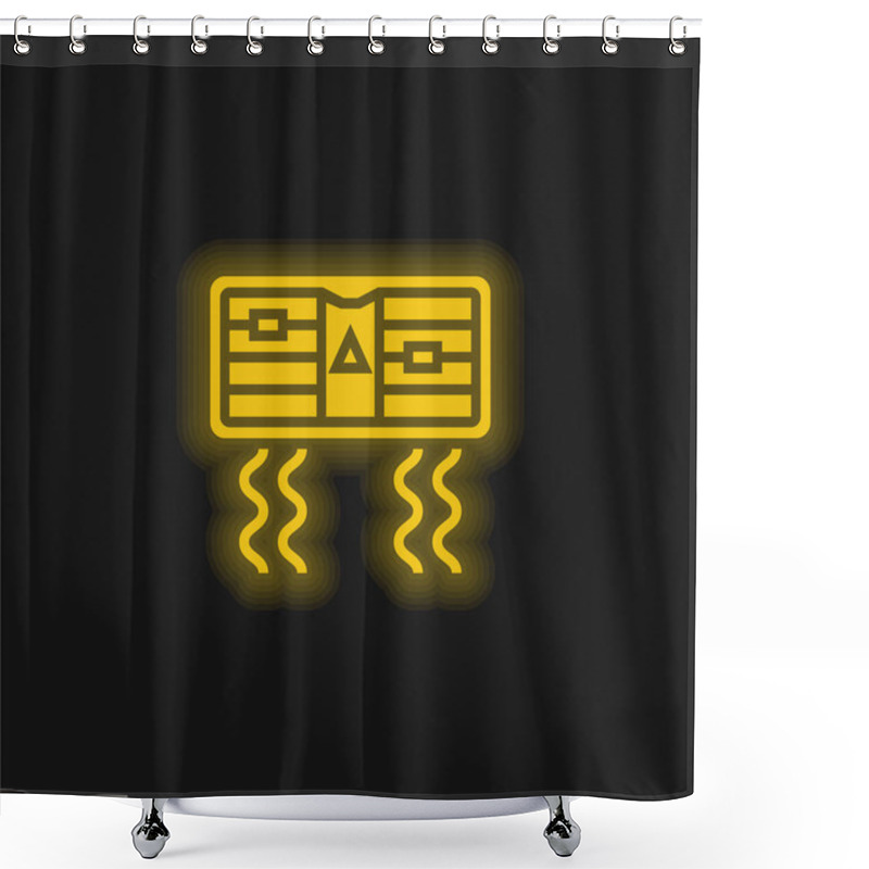 Personality  Air Conditioner Yellow Glowing Neon Icon Shower Curtains