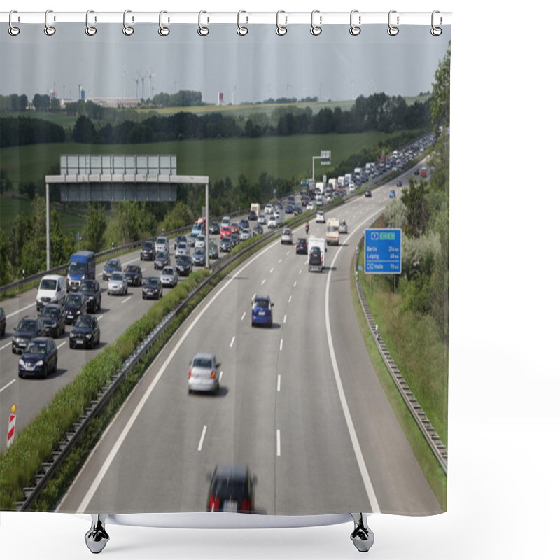 Personality  Traffic Jam Because Of A Construction Site On The Autobahn (highway) In Germany Shower Curtains