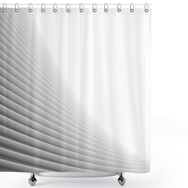 Personality  Abstract 3d Curved Background. Circular Shapes Modern Minimalistic Design. White Smooth Geometric. 3d Rendering Shower Curtains