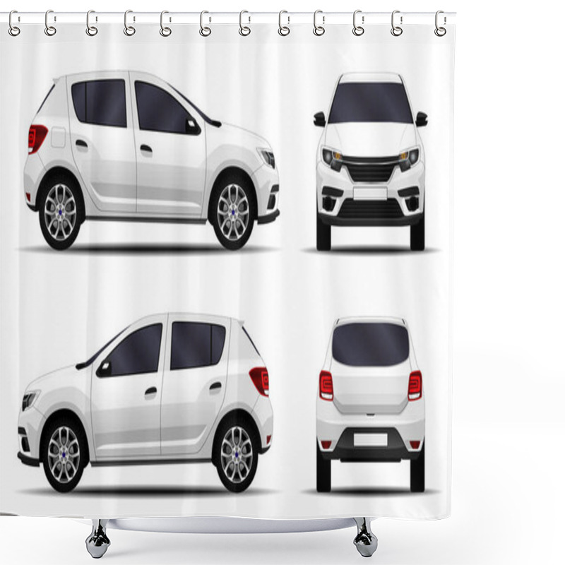 Personality  Realistic Car. Hatchback. Front View, Side View, Back View. Shower Curtains