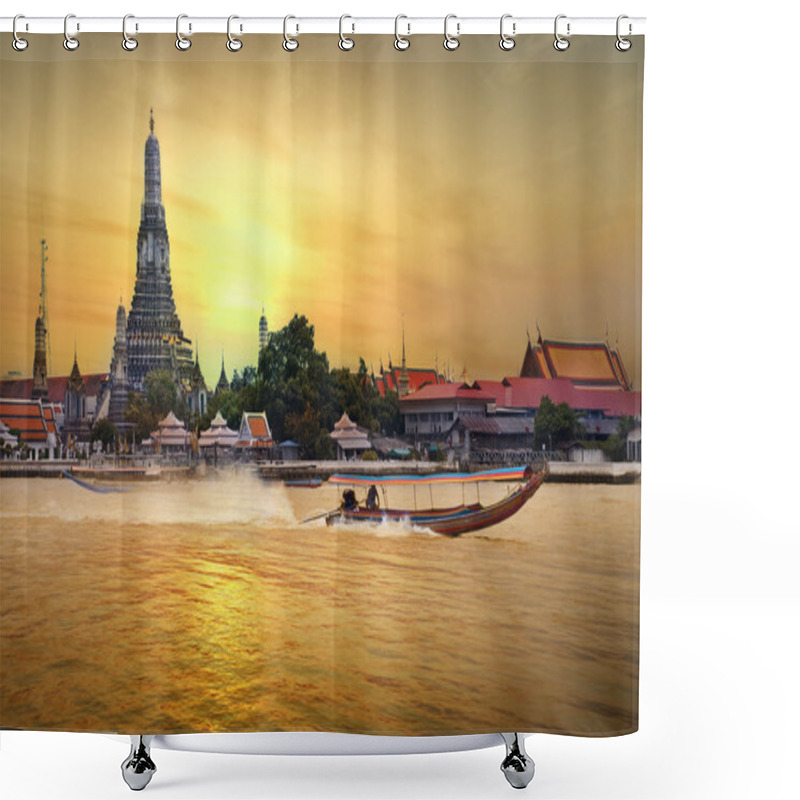 Personality  Wat Arun In Sunset Shower Curtains