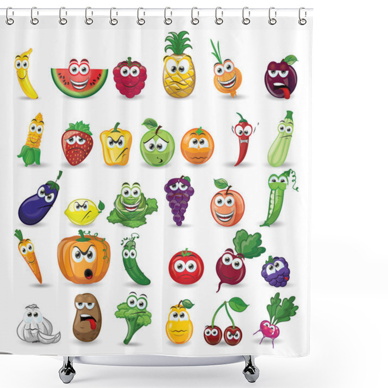 Personality  Cartoon Fruits And Vegetables Characters Shower Curtains