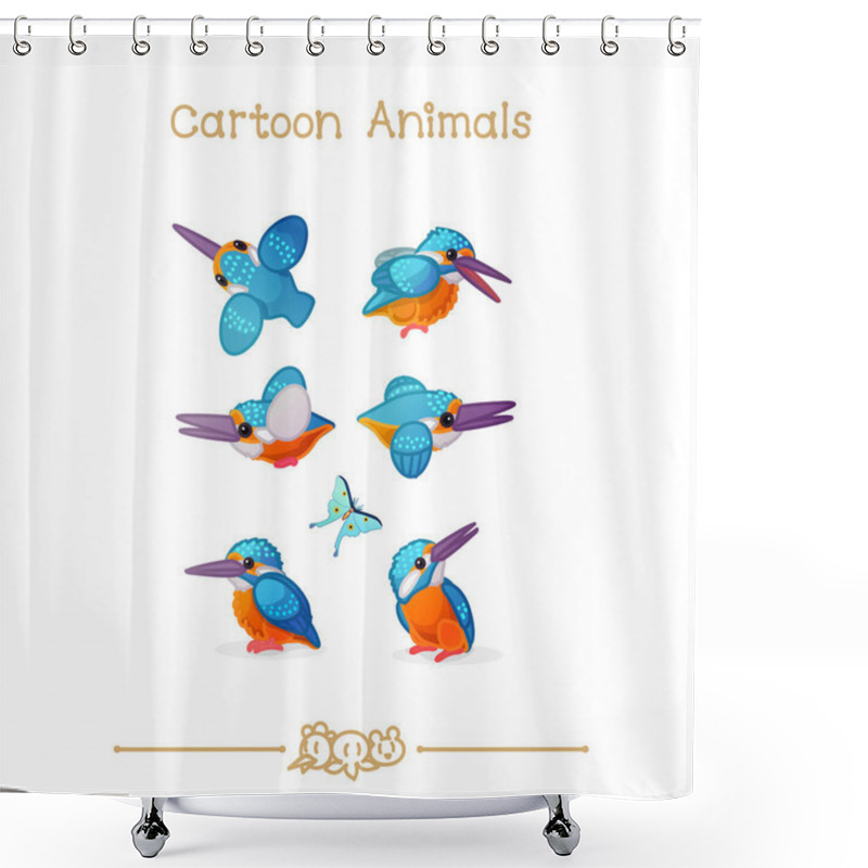 Personality   Toons Series Cartoon Animals: Kingfisher & Butterfly Shower Curtains