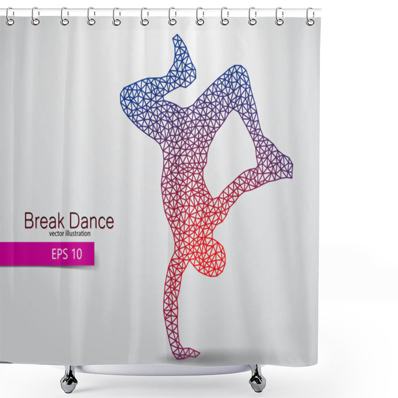 Personality  Silhouette Of A Break Dancer From Triangles. Shower Curtains