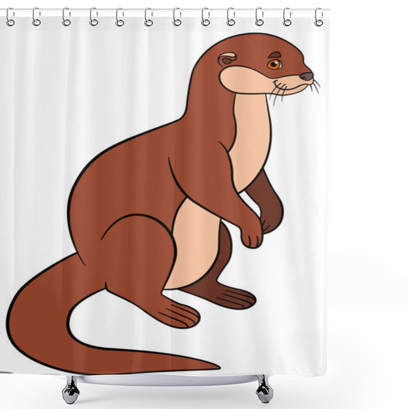 Personality  Cartoon Animals. Little Cute Otter Smiles. Shower Curtains