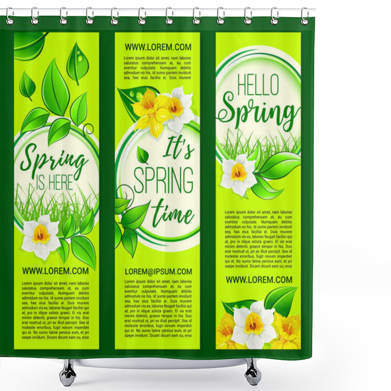 Personality  Hello Spring Vector Springtime Flowers Banners Shower Curtains