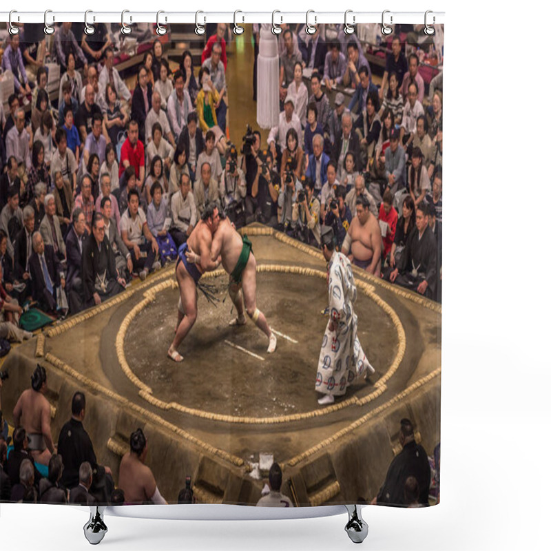 Personality  Tokyo - May 19, 2019: Sumo Wrestling Match In The Ryogoku Arena, Shower Curtains